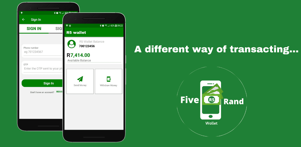 R5wallet mobile application interface.
